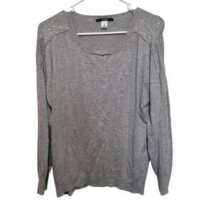 George Gray Knitted Long Sleeve Scoop Neck Studded Pullover Sweater Size 14